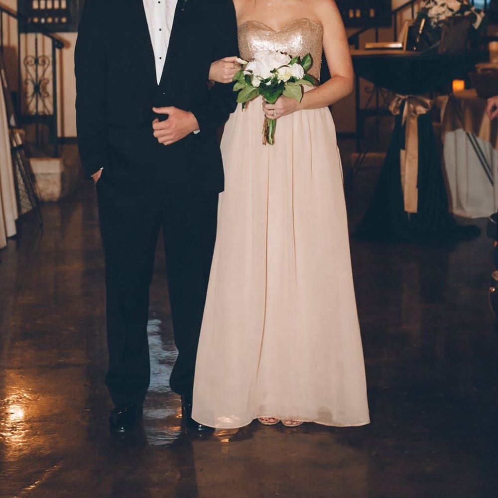Bari Jay Gold Strapless Gown 4